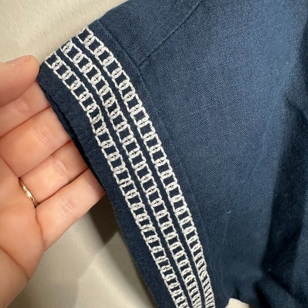 Vineyard Vines Embroidered Shirt Size Small Linen Cotton Blue Preppy - Picture 3 of 7